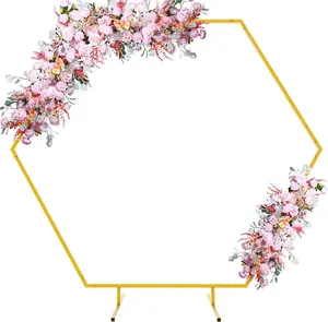 Arche de fleurs en fer forgé de vente chaude pour mariage 2 M arc hexagonal en métal pour la décoration de mariage en plein air