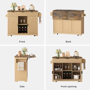 Îlot de <span class=keywords><strong>cuisine</strong></span> pliable OEM avec plateau en MDF, armoire latérale à tiroirs et abat-jour, <span class=keywords><strong>meuble</strong></span> de salle à manger pour petits espaces - Product Image 2
