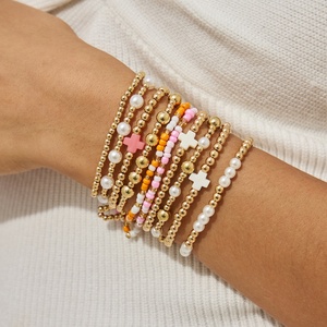 Pulseras de Cuentas con Dijes de Cruz y Perlas de Imitación CCB para Mujer, Cadena de Mano Apilable de Moda, Accesorios de Joyería de Tendencia - Product Image 1
