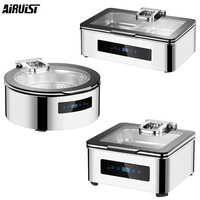 Airuisi Chauffe-plat électrique de luxe pour buffet 6L 9L Roll Top Hot Pot pour banquet restaurant en acier inoxydable et cuivre