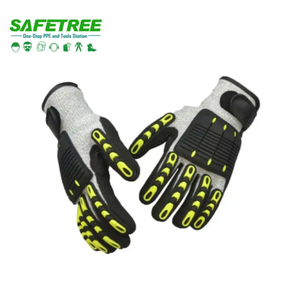 CE En388 HPPE Nitrile Coating Mechanical Cut Resistant Safety Working Gloves Anti-cut Hand Protective Construction Gloves