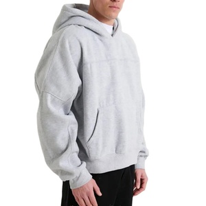 Custom Logo Drop Shoulder Blank Heavyweight French Terry Fleece 350gsm Cotton <b>Pullover</b> Jogging Oversize Plain <b>Men</b> Hoodie - Product Image 2