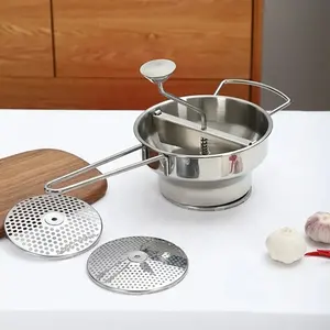 厨房配件土豆切碎机手动不锈钢蔬菜食品研磨机带圆盘