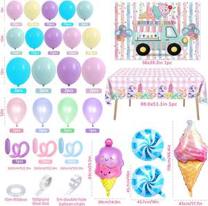 Kit d'arche de ballons sur <span class=keywords><strong>le</strong></span> thème des beignets, guirlande de ballons, fournitures pour fête d'anniversaire, ballons en latex pastel, ballons en feuille de confiserie, ballons en feuille de crème glacée - Product Image 3
