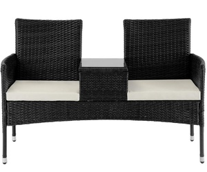 Canapé-banc <span class=keywords><strong>de</strong></span> <span class=keywords><strong>jardin</strong></span> moderne en rotin PE durable et confortable, imperméable, pour extérieur, hôtel, parc, cour, chambre - Product Image 2