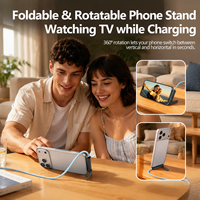 Kabel Pengisian Cepat Magnetik 60W 2-in-1 Terbaru dengan Penyangga Ponsel 360 °   Kabel Pengisian Cepat Tipe-C 60W untuk iPhone