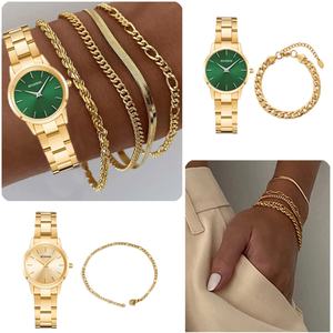 Coffret Cadeau Personnalisé pour Femme : Montre Quartz en Acier Inoxydable Doré 32mm et Bracelet en Silicone – Ensemble Montre Tendance pour Affaires - Product Image 3