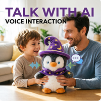 Jouet intelligent AI, pingouin en peluche, réponse vocale, activé par le son, chant intelligent, ami interactif, cadeaux d'Halloween personnalisés