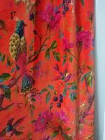 Velours Corail Orange Couleur Oiseau Impression Luxe Rideau Boho Rideau De Luxe Rideaux Peut Être Personnalisé Style Vintage Coton