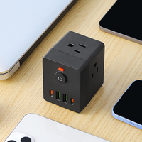 BSSY) Nouvelle prise convertisseur 110V USB + Type-C, multiprise à charge rapide, rallonge noire