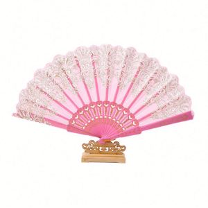 Abanico Plegable Estilo Español al por Mayor con Polvo Dorado y Monedas de Plástico para Bodas, Fiestas, Danza, Arte y Regalos - Product Image 6