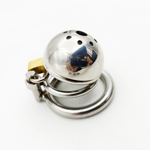 Короткая мужская клетка верности из нержавеющей стали, металлический замок для пениса, кольцо для растяжки, БДСМ бондаж, Блокировка пениса, секс-игрушка для мужчин - Product Image 4