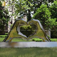 Offre Spéciale extérieur personnalisé en acier inoxydable coeur main Statue Sculpture pour la décoration