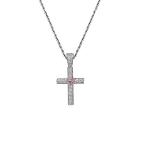 Flower <b>Cross</b> Pendant, Hip Hop Copper Inlaid Zircon Personalized <b>Cross</b> Necklace - Product Image 5