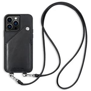 आईफोन के लिए स्ट्रैप के साथ हॉट सेलिंग चमड़े का क्रॉसबॉडी सेल फोन केस