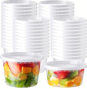 8Oz & 16Oz Airtight Microwaveable <b>Freezer</b> Dishwasher Safe Reusable Food Storage Containers Combo <b>Pack</b> Lids - Product Image 1
