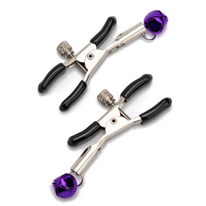 Nipple <b>Clamps</b> Metal C-Type <b>Clamp</b> Silver Color With Purple Bell Adult Toy Erotic Product - Product Image 1