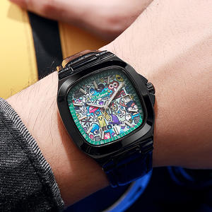 Montre carrée pour homme tendance, en acier inoxydable, alliage, étanche 30 m, automatique, mécanique, cadran à aiguilles - Product Image 3