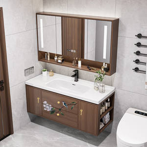 Mueble de baño de lujo ligero de nuevo estilo chino con lavabo, espejo inteligente antivaho y almacenamiento integrado - Product Image 5