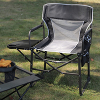 Chaise de Réalisateur Pliante d'Extérieur avec Dossier en Maille et Table Latérale pour Camping en Montagne, Pique-nique et Rassemblements en Plein Air
