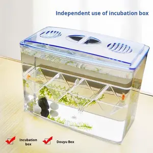 Caja de cría de peces de plástico transparente de <span class=keywords><strong>doble</strong></span> capa, fácil instalación, criadero de acuario cuadrado, alevín Betta Guppy ecológico - Product Image 3