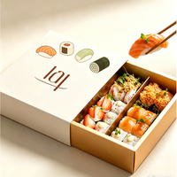 Boîte à sushi personnalisée avec plateau à sauce, insert en carton, emballage à emporter pour sushi et desserts
