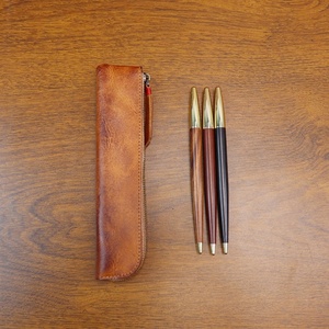 Estuche para Bolígrafos de Cuero Genuino Hecho a Mano, Estilo Vintage, Acabado Desgastado, con Cierre, Organizador de Papelería para Estudiantes, Unisex, Artístico - Product Image 2
