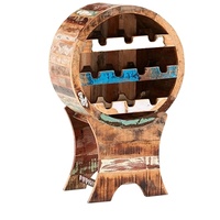 Porte-bouteilles en bois recyclé naturel fait main Akku Art |   Meuble de rangement vintage industriel pour bouteilles, mobilier Horeca pour restaurants
