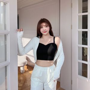 Cárdigan corto modal Runqi N8342 de talla grande para mujer, grosor medio, con etiqueta y marcas. - Product Image 1