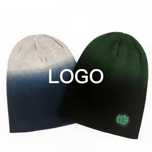 Fashion Gradation Cotton Striped Knitted Hats Tie Dye Beanies Custom Logo