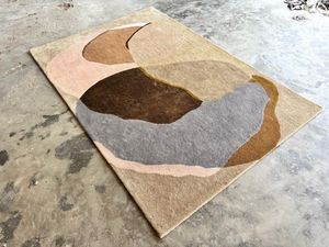 Alfombra Abstracta de Fibra Natural de Pelo Largo, Anudada a Mano y Teñida a Mano, Estilo Abrash, para Sala de Estar - Product Image 4