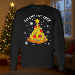T-shirt à manches longues Oh Cheesy Tree Christmas Pizza Tree - Product Image 3