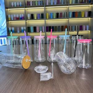 Vendita calda all'ingrosso 16oz doppia parete globo di neve acrilico in plastica può <span class=keywords><strong>Tumbler</strong></span> con coperchio e paglia - Product Image 6