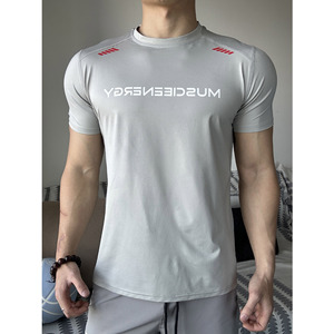 Fitness Wear Quick Dry Gym Clothes for Men Sportswear Men Workout Shirt Gym <b>Tshirt</b> <b>Polyester</b> Elastic Sports T-shirts - Product Image 2