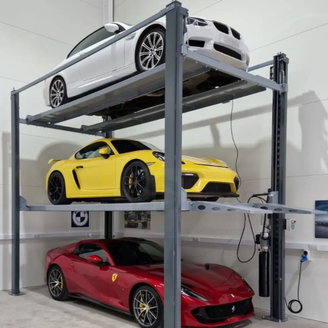 4 Post idraulico auto Garage di stoccaggio sistema di parcheggio triplo stacker auto parcheggio ascensore idraulico guidato