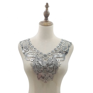 Floral <span class=keywords><strong>Soluble</strong></span> Dans <span class=keywords><strong>L</strong></span>'eau Dentelle Col Applique Multi Couleurs Bas LT2419A - Product Image 3