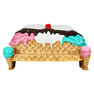 Life Size Fiberglass Ice Cream Sundae Bench Custom Waffle Cone Sofa Theme Park Dessert Shop Commercial <strong>Space</strong> <strong>Decoration</strong> Handmade - Product Image 2