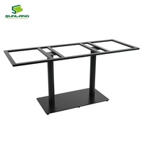 Pied de table moderne en acier thermolaqué sur mesure, double poteau central, pour usage commercial et extérieur (cafés, restaurants, hôtels)