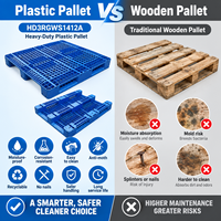 Palette en plastique renforcée à trois roulettes HUADING 1400*1200*150 mm pour entrepôt et logistique