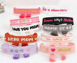 ที่กำหนดเองชื่อวันแม่ของขวัญรักแม่จดหมายเครื่องประดับเย็บปักถักร้อยปรับทอสร้อยข้อมือมิตรภาพ - Product Image 1