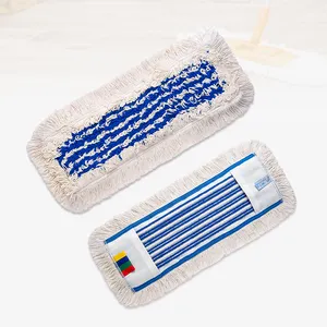 Fabrikant Polyester Katoenmix Tuften Platte Dweil Voor Hotel Reiniging String Mop Navulling Microfiber Natte Dweil Met Zak