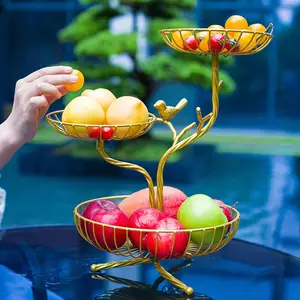 Fruta nórdica bandeja sala multi-camada ferro lanche armazenamento cremalheira criativa casa luz luxo cesta de frutas