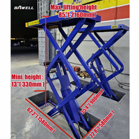 Elevador Hidráulico Ultrafino de Cuatro Cilindros para Autos, Elevador de Tijera de Elevación Completa, Certificado CE, Plataforma de Acero de 25 mm, Perfil Bajo