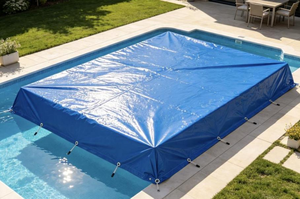 Couverture de <span class=keywords><strong>piscine</strong></span> VECTUS 30 pieds en <span class=keywords><strong>filet</strong></span> anti-feuilles, maille tricotée enduite de PVC, respirante, <span class=keywords><strong>filet</strong></span> de sécurité hivernal, coupe-vent, imperméable pour piscines au sol - Product Image 4
