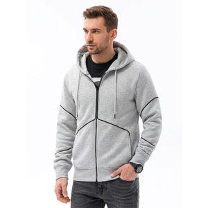 Sudadera con Capucha y Cremallera para Hombre, Hecha a Medida, 100% Algodón, Forro Polar Sólido, Corte Regular, Logotipo Personalizado en la Parte Delantera, Ropa Urbana de Invierno - Product Image 1