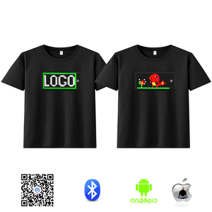 T-shirts unisexes en coton avec écran LED programmable, vente en gros, vêtements lumineux personnalisés contrôlés par application pour les fêtes, pour unisexe - Product Image 5