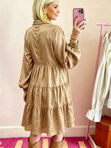 Robe chemise en satin SWEET BABE, taille empire, manches bouffantes, boutonnée devant, coupe ample, longueur midi, couleur unie, pour usage quotidien, robe décontractée - Product Image 4