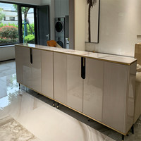 Buffet de luxe italien en pierre frittée 5 mm, gris champagne, avec pieds en acier inoxydable, finition brillante, en contreplaqué E1, pour salon