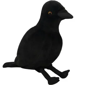 Crow Plush Toy Realistic Raven Doll Stuffed Animal Black Bird Halloween Props Home Gift Collection Stuffed Black Bird Small