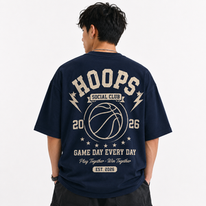 เสื้อยืดลายกราฟิกวินเทจฮูปส์เสื้อยืดบาสเก็ตบอลพิมพ์ลายสำหรับแฟนๆ ทุกเพศทุกวัย ผ้าฝ้าย 100% แขนสั้นทรงปกติ - Product Image 3